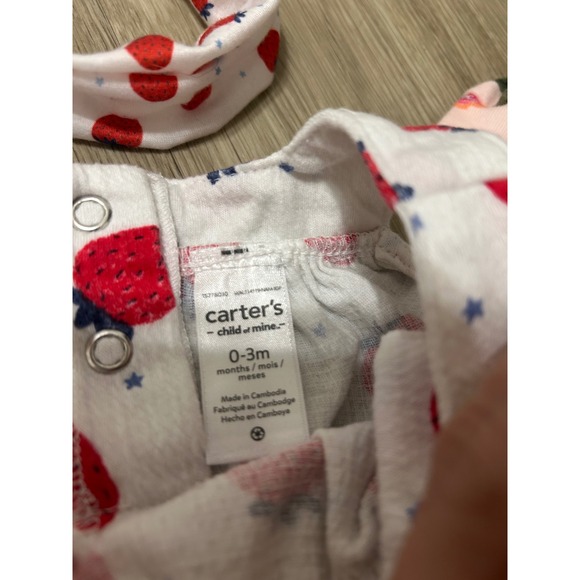 Baby Girl Outfit Set Carter's Strawberry Lemon Floral 0 3 Months 5 outfit Bundle - Picture 4 of 11